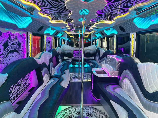 Laser lights on party bus