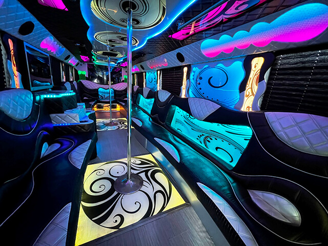 Powerful sound system on party bus